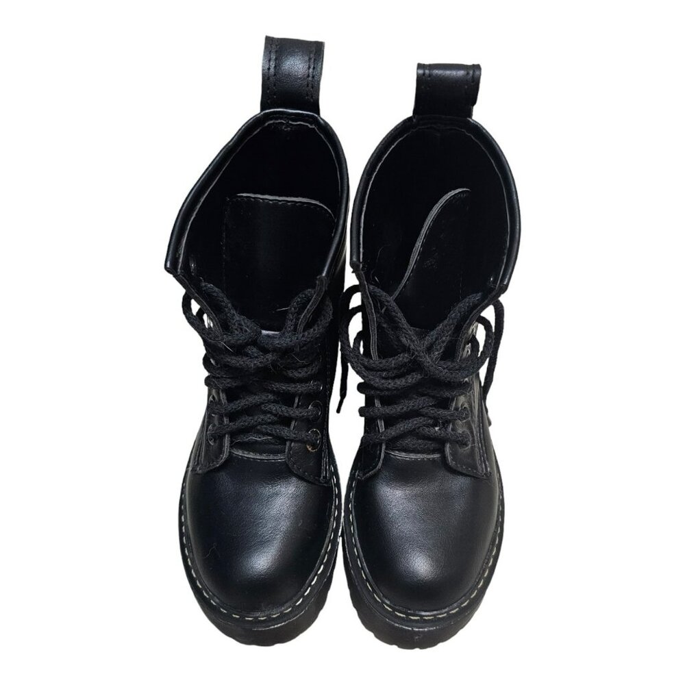 Women Punk Lace Up Ankle Boots Casual Platform Shoes Sz 35 Black Creepers Chunky